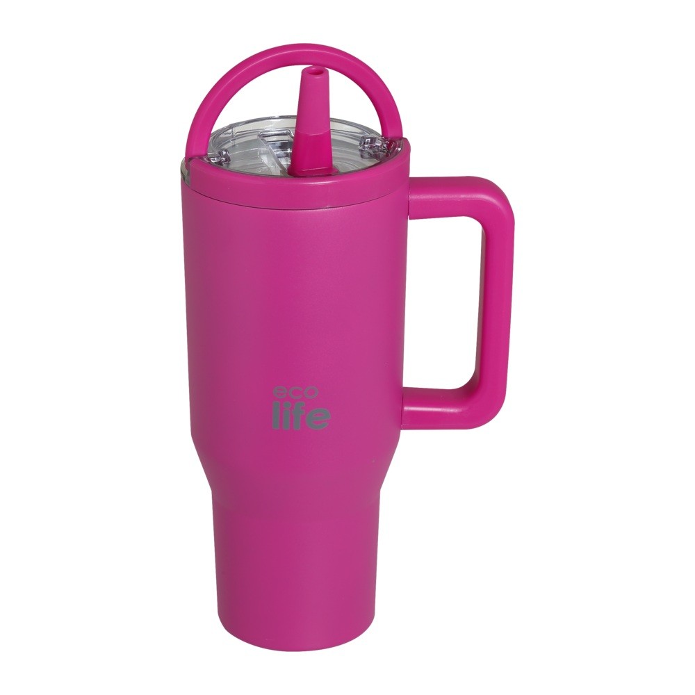 Ποτήρι Θερμός Tumbler 2 Handles Lid 900ml Neon Magenta, ecolife